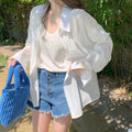 Xpqbb White Shirts for Women Summer Thin Holiday Beach Long Sleeve Sun