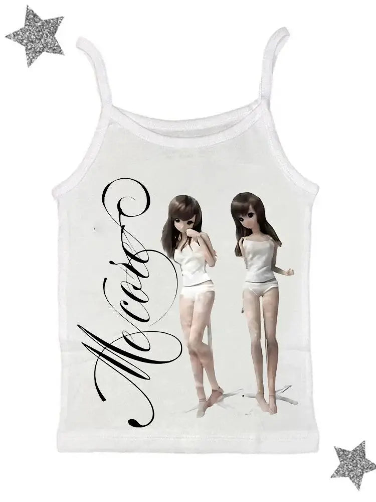 Harajuku Y2K Clothing Womens Cute Sling Punk Gothic Sleeveless Crop