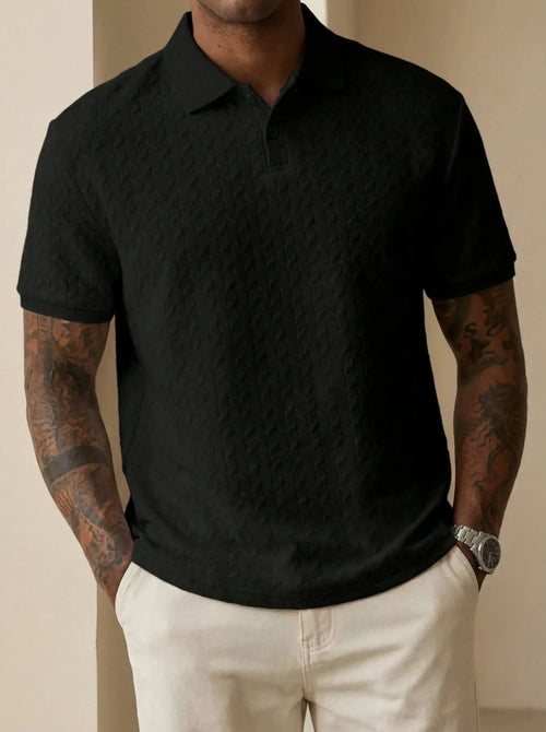 New men's summer breathable polo shirt, short-sleeved pure color