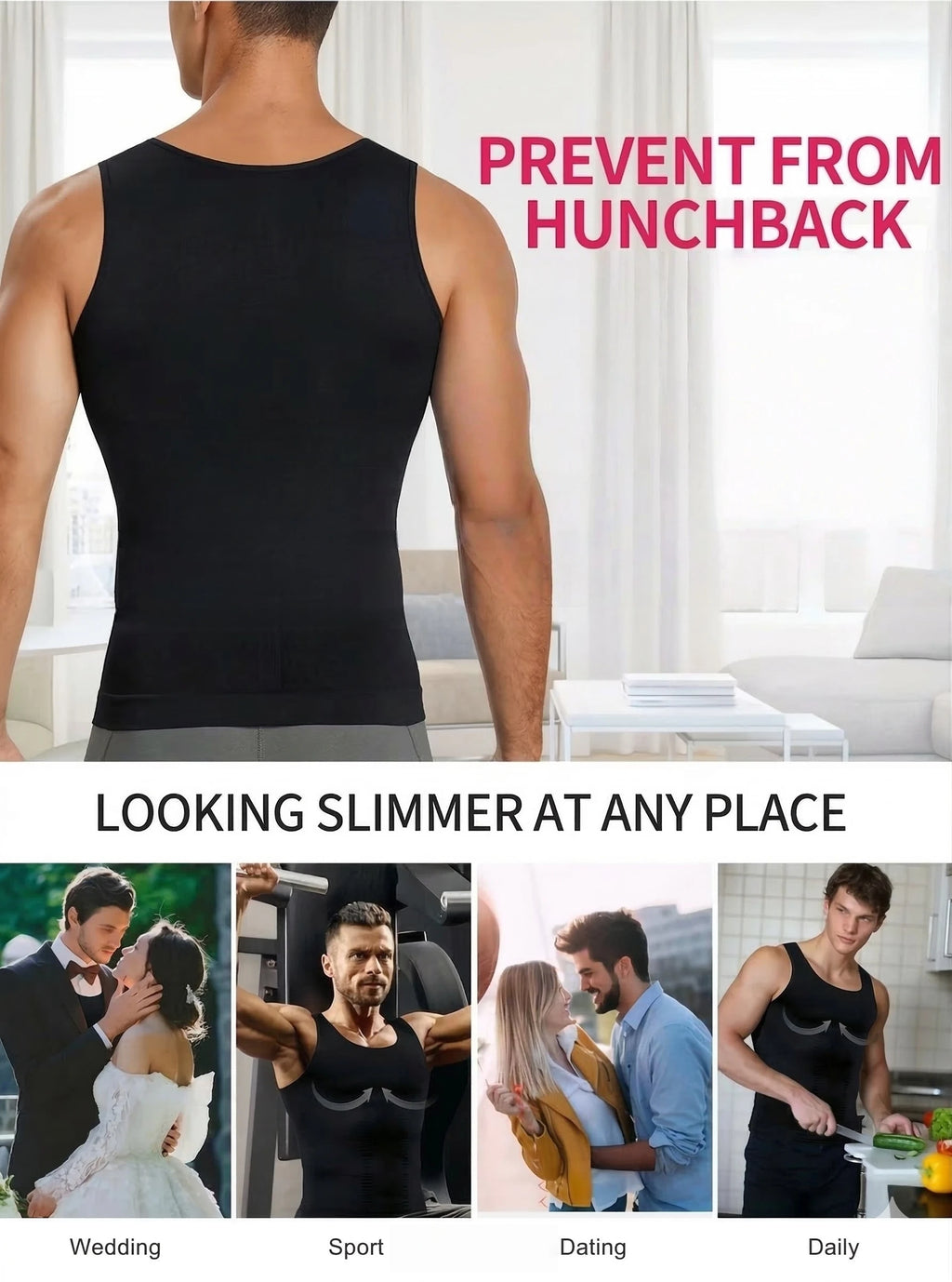 Men's Compression Tank Top,Tummy Control Body Shaper, Slimming Vest