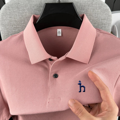 100% pure cotton high-end brand men's short sleeved polo shirt summer