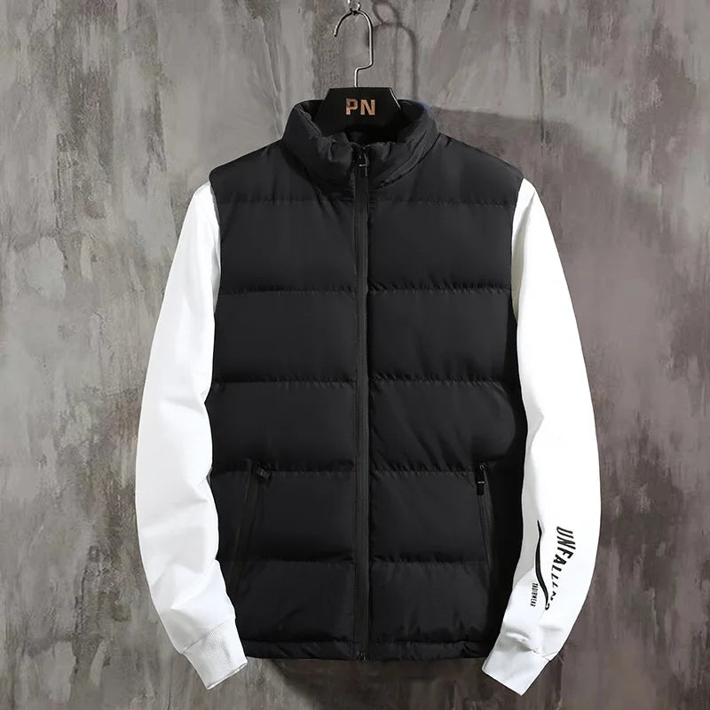 Mens Vest Jacket Warm Sleeveless Jackets Winter Waterproof Zipper Coat