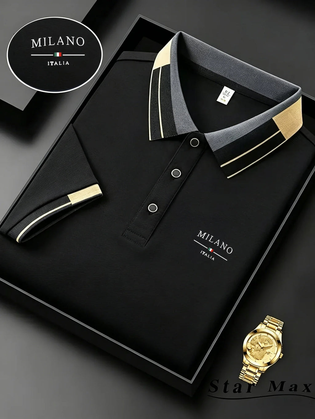 Men's Luxury Short Sleeve Polo Shirt with Horse Embroidery Milan Style