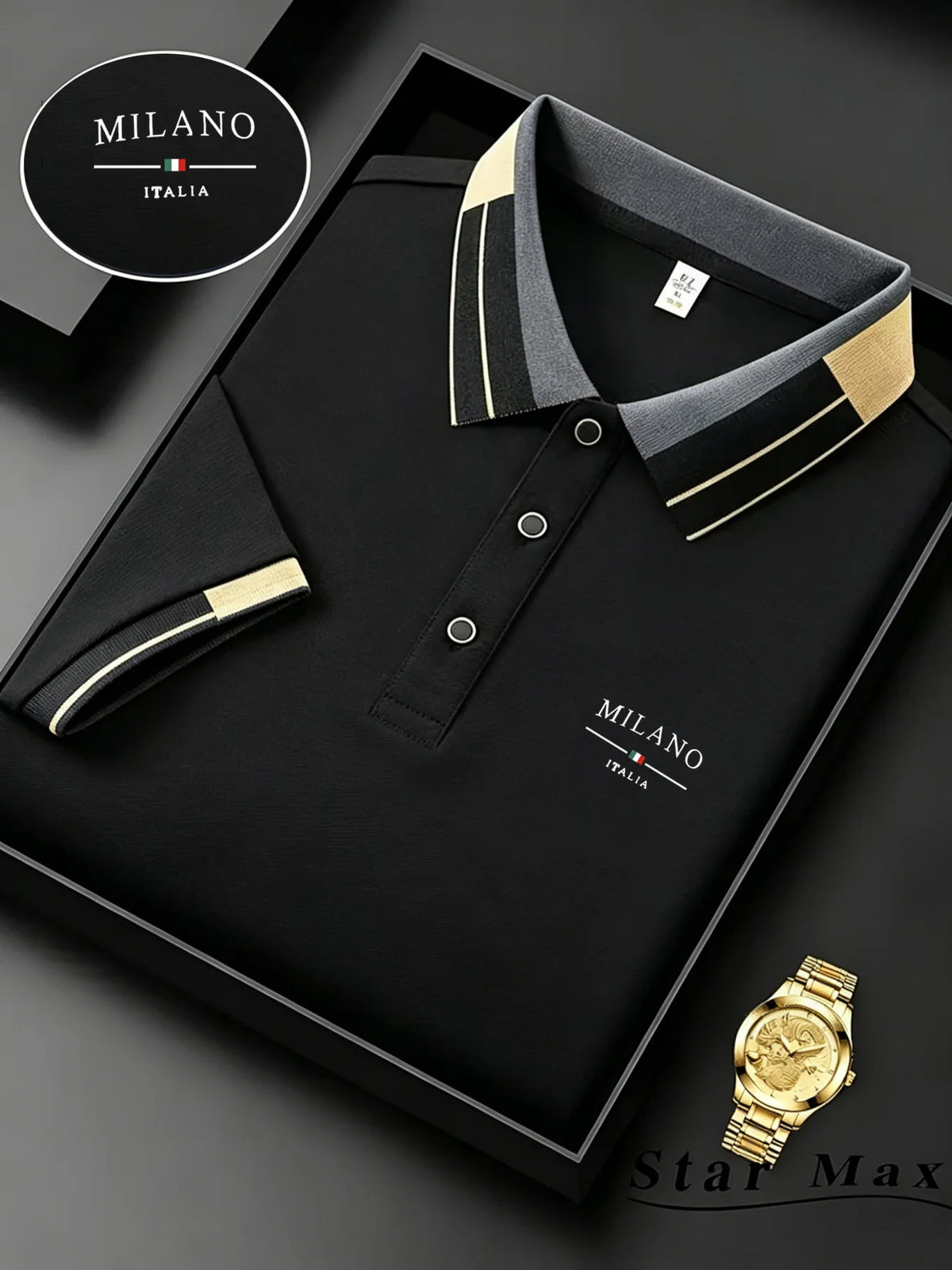 Men's Luxury Short Sleeve Polo Shirt with Horse Embroidery Milan Style