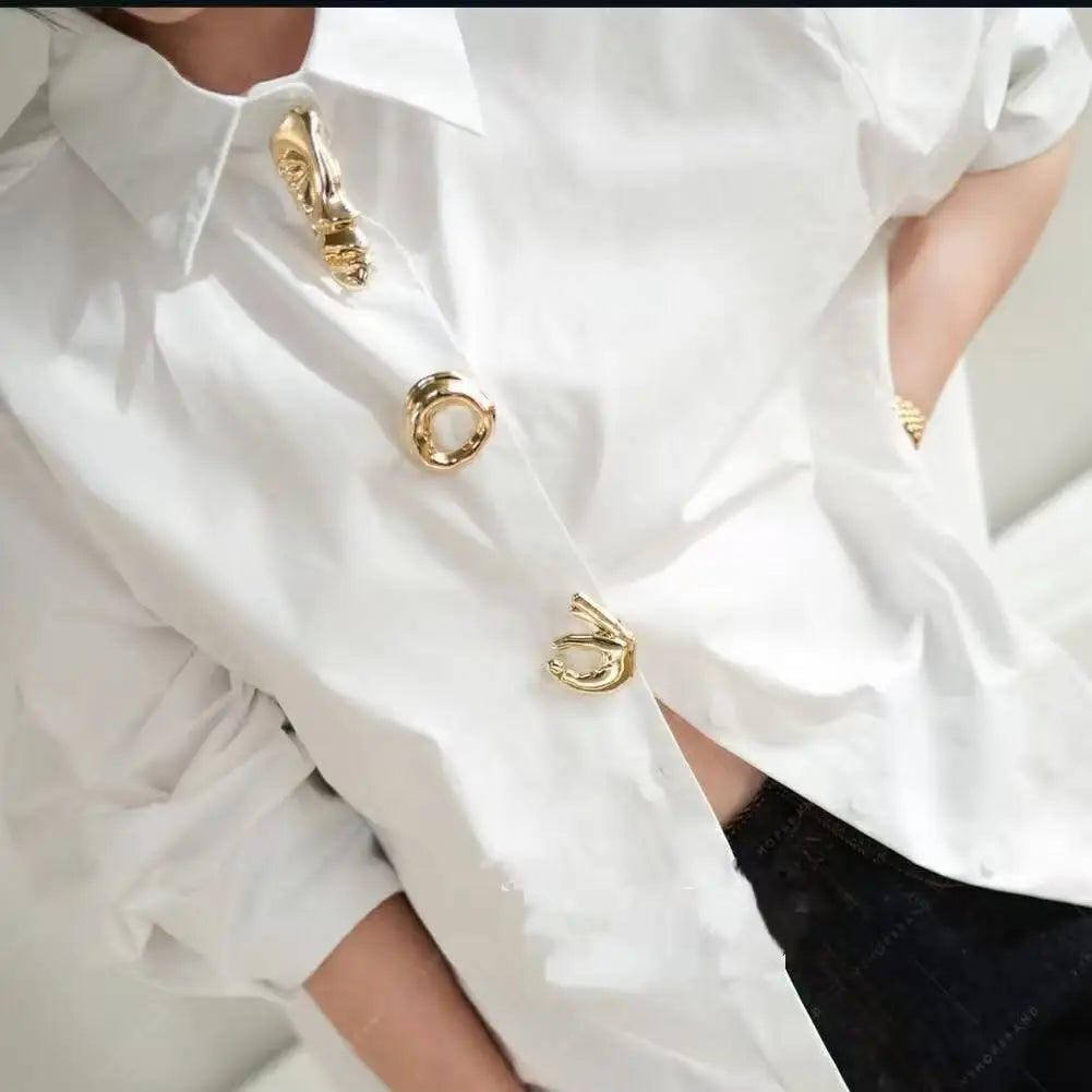 New Autumn 2025 Cotton Long Sleeve Solid Color Blouses Shirts for