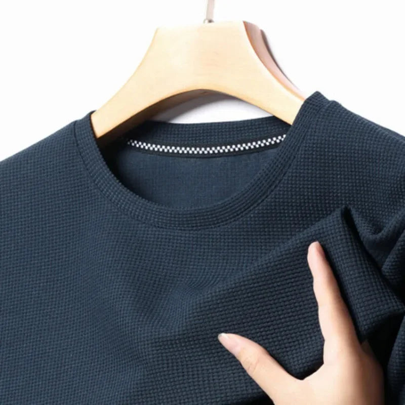 Short sleeved Polo shirShort sleeved Waffle Solid Polot fashion