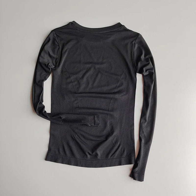Seamless Sports Letter Long-sleeved Women Tight T-shirt Quick-drying