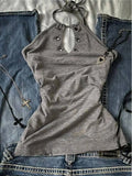 Halter Aesthetics Slim Y2k Tank Top Chic Goth Vintage Crop Top Punk