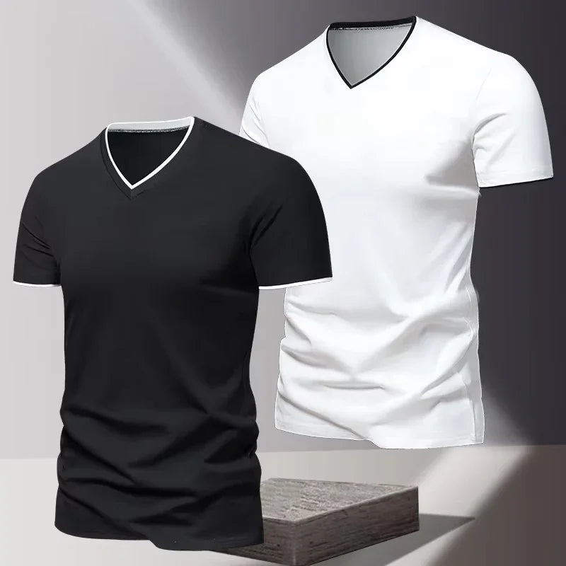 V-neck Short Sleeved Men's T-shirt, Men's Sports and Leisure T-shirt,