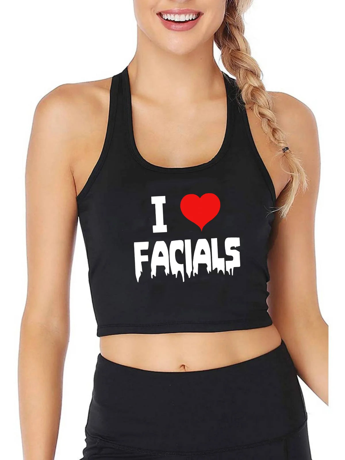 I Love Facials Design Cotton Sexy Fit Crop Top Hotwife Humor Fun