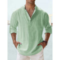 Cotton Linen Hot Sale Men's Short-Sleeved Shirts Summer Solid Color