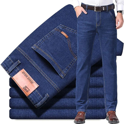 2024 Fashion Men Stretch Loose Straight Jeans Casual Elastic Slim Fit