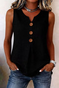 Summer 2026 Women's Blouses Fashion Button Cotton Linen Sleeveless