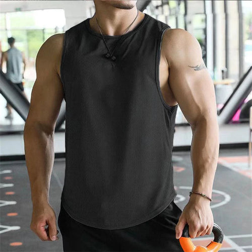 2024 new Men Tank Tops Sleeveless Shirt Polyester Mesh Material Quick