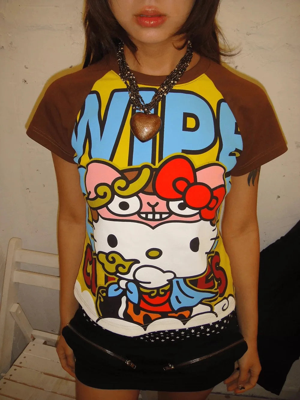 New Sanrio Hello Kitty Anime Fashion Short Tops Y2k Summer Cute Tees