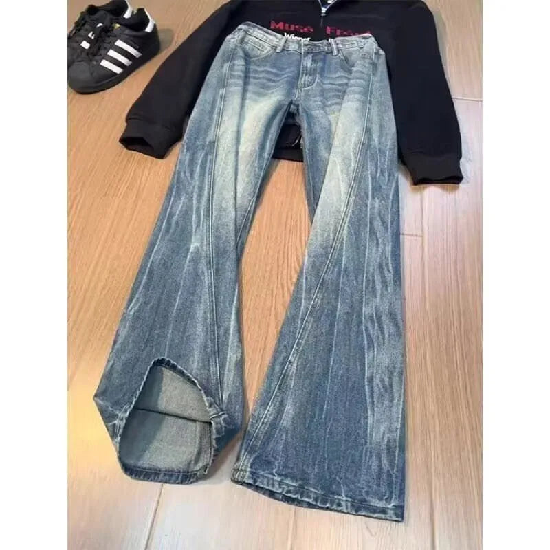 Vintage Men's Jeans Man Pants High Street Washed Denim Blue Jeans