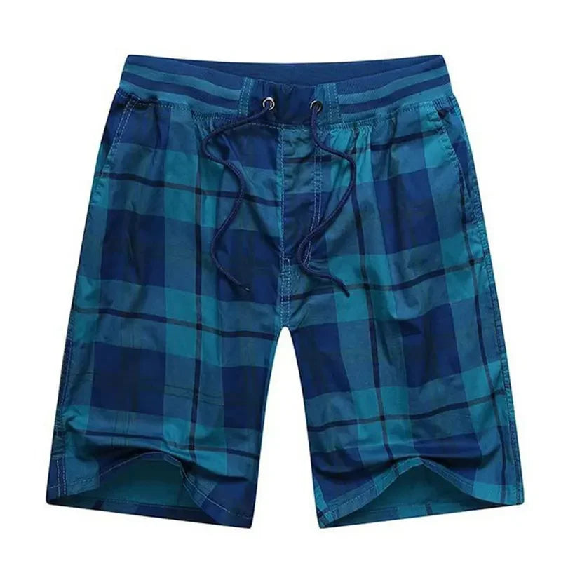 Bermuda Male Hot 2024 Summer Elastic Waist Mens Plaid Shorts Classic