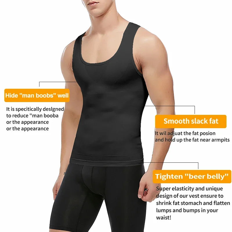 Mens Slimming Body Shaper Shapewear Abs Abdomen Compression Shirt to