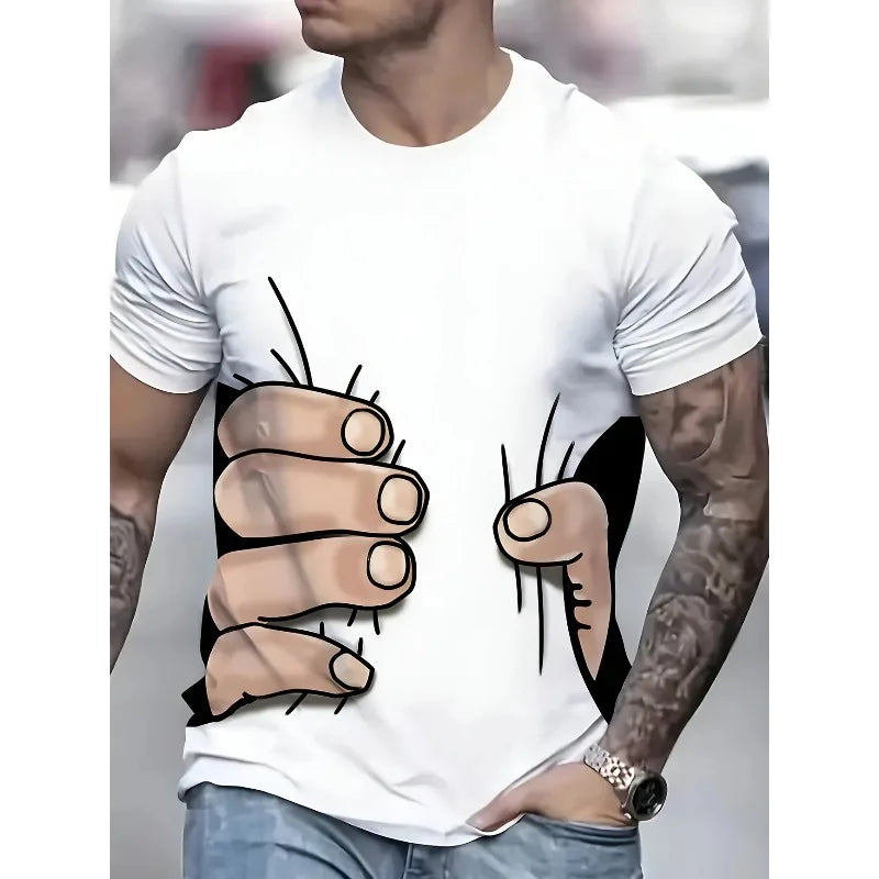Summer Fun for Men's T-Shirt 3D Graphic Abstract Stylish O-Neck Short