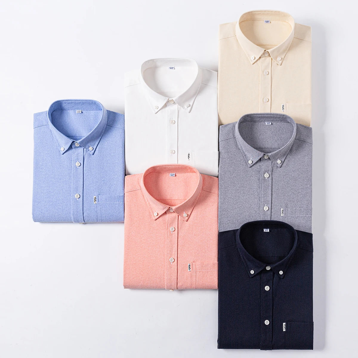 Men's 100% Pure Cotton Oxford Solid Long Sleeve Shirts Business Social