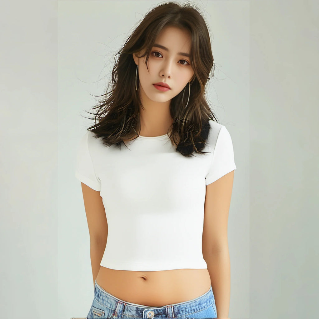 4 Pieces Solid Color Basic Short-Sleeved Tight-Fitting T-Shirt for