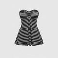 Gothic Y2K Women's Strapless Tops Sexy Slim Chic Casual Striped Crop
