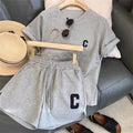  2 Piece Set Women Summer Loose Short Sleeve T-Shirt Casual Shorts