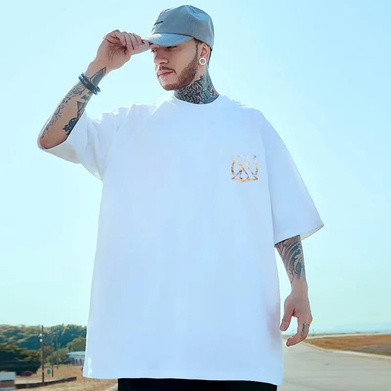 M-8XL 2024 NewPainting Print Round Neck Short Sleeve T-shirt for Men
