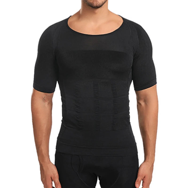 Men Body Shapers Fitness Elastic Abdomen Tight Fitting Short Sleeve