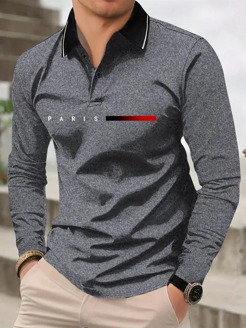 The new men's long-sleeved POLO shirt for Spring and Autumn 2025 is