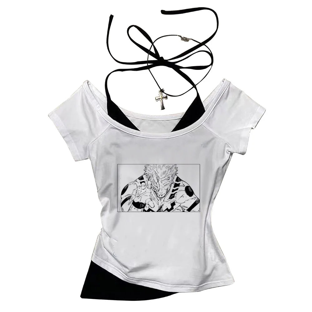 Jujutsu Kaisen Gojo crop top Slim Fit Cute summer babydoll cute shoujo