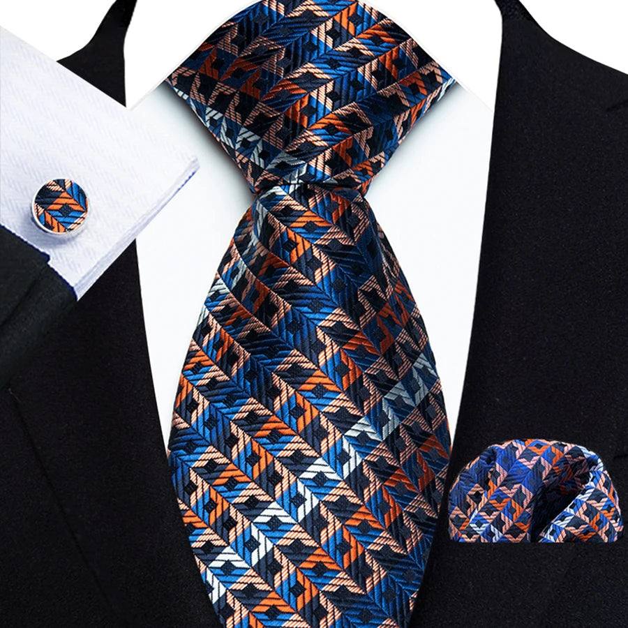 Men's Ties Handkerchief Cufflinks Set Tuxedo Accessories Luxury Brown