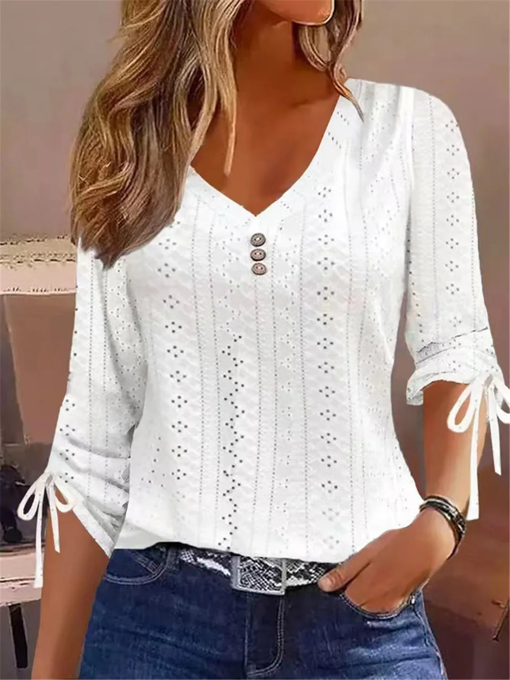 Solid Lace Shirt Tops Women T Shirt Clothing Spring Autumn Basic