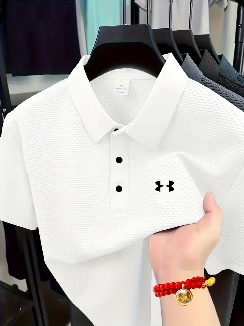 Men's Fashion Casual Bubble Cloth Short Sleeve POLO Shirt Top Upper