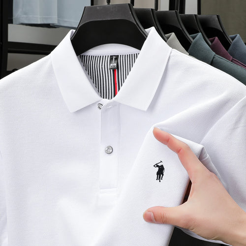100% pure cotton 2025 summer men's Polo T-shirt high-end designer