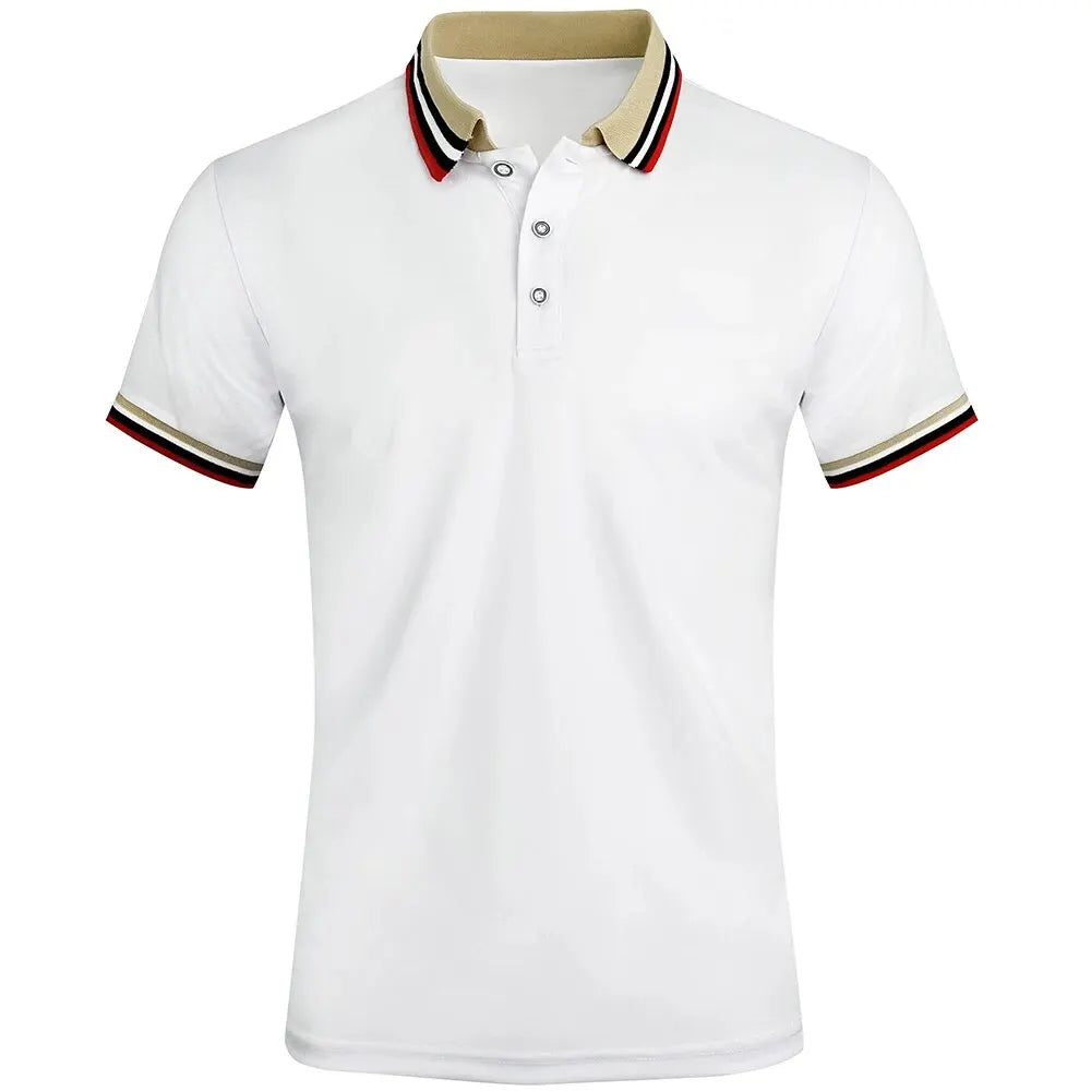 Men Summer Solid Casual Office Breathable Cotton Polo Shirt Fashion