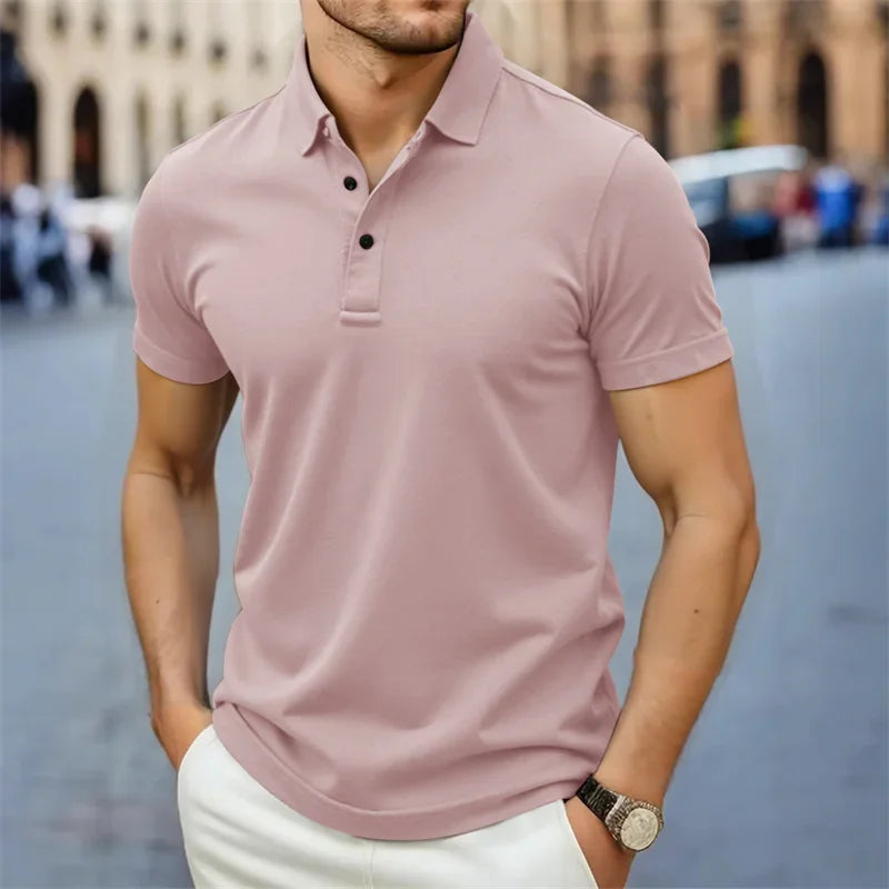 2026 New Men's Casual and Fashionable Simple Collared Short Sleeved