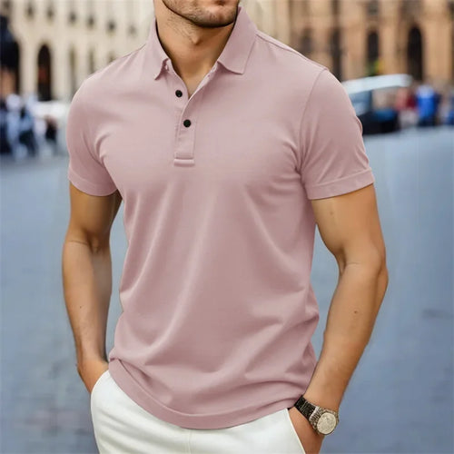 2026 New Men's Casual and Fashionable Simple Collared Short Sleeved