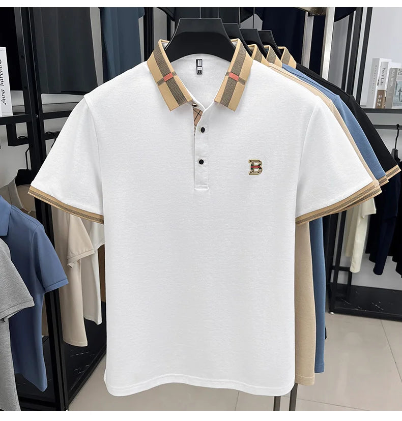 Summer Men's Luxury Brand Letter POLO Shirt Skin Friendly Comfortable