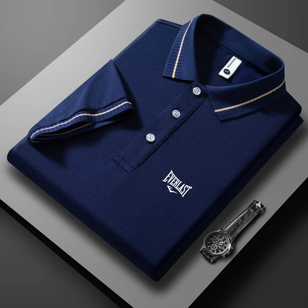 Luxury Brand Letter Embossed Short Sleeve Polo Shirt Men Summer