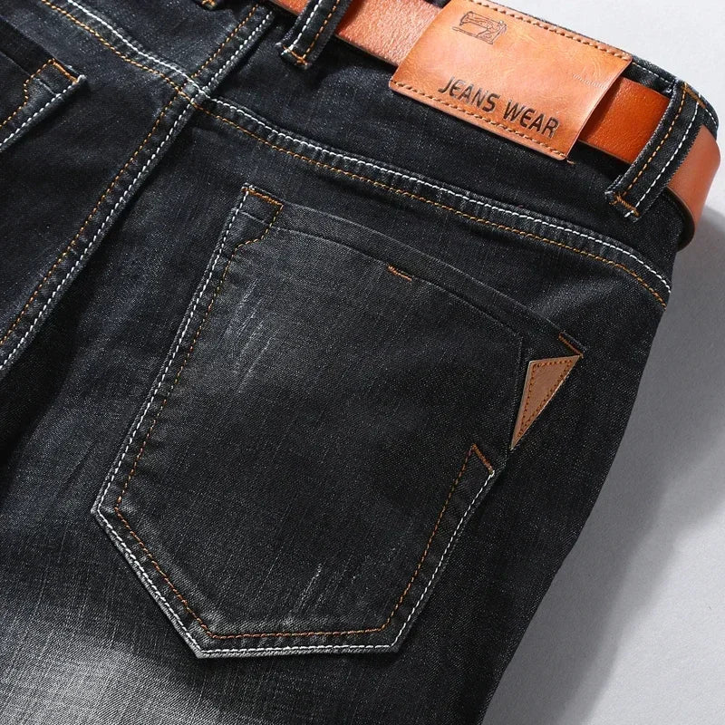 2024 Summer New Denim Shorts Black and Blue Men's Clothing Stretch