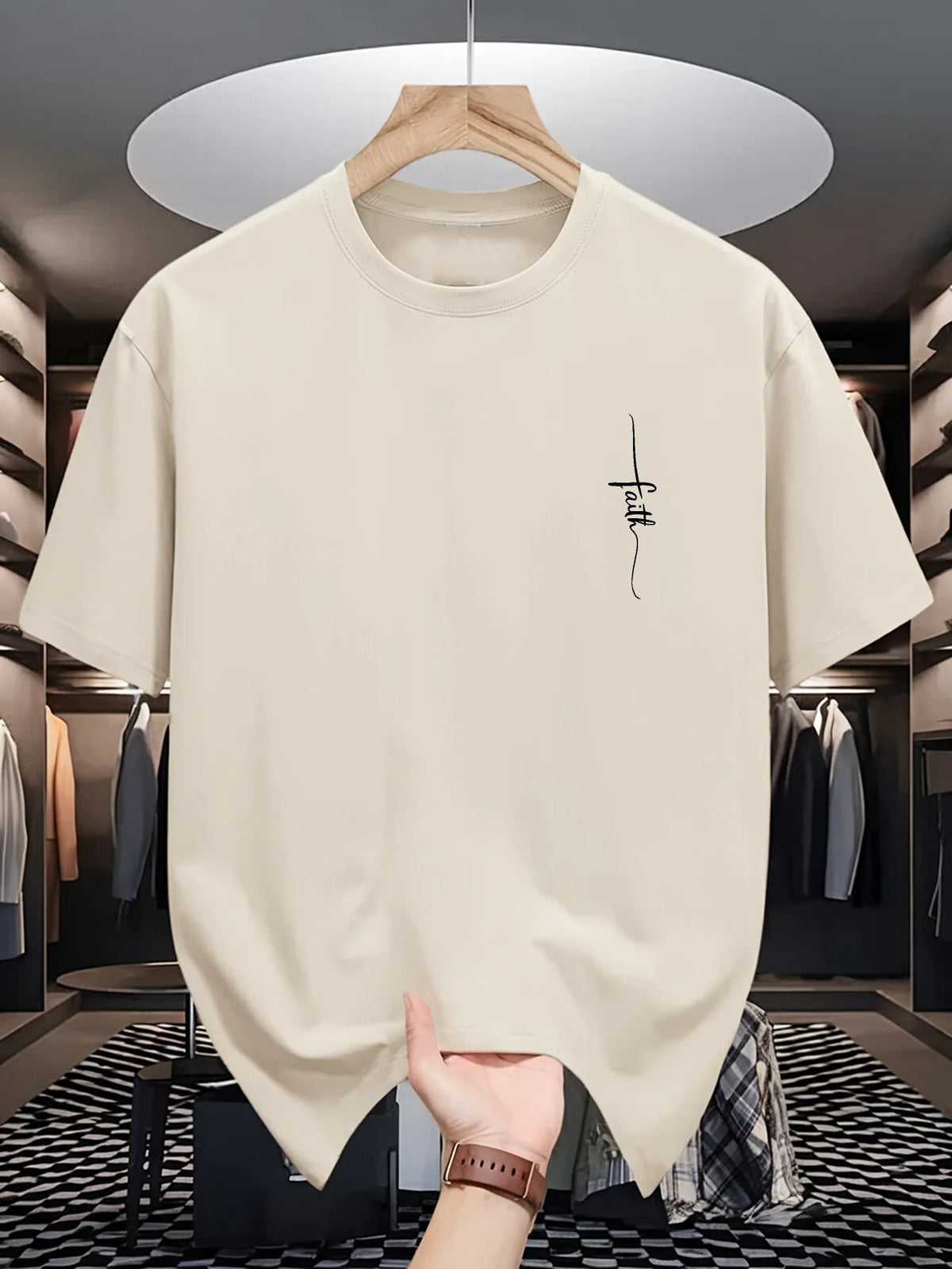 100% pure cotton men's casual loose fashion faith pattern print