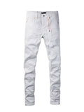 Spring New Men's White Skinny Jeans High Quality Slim Fit Trousers