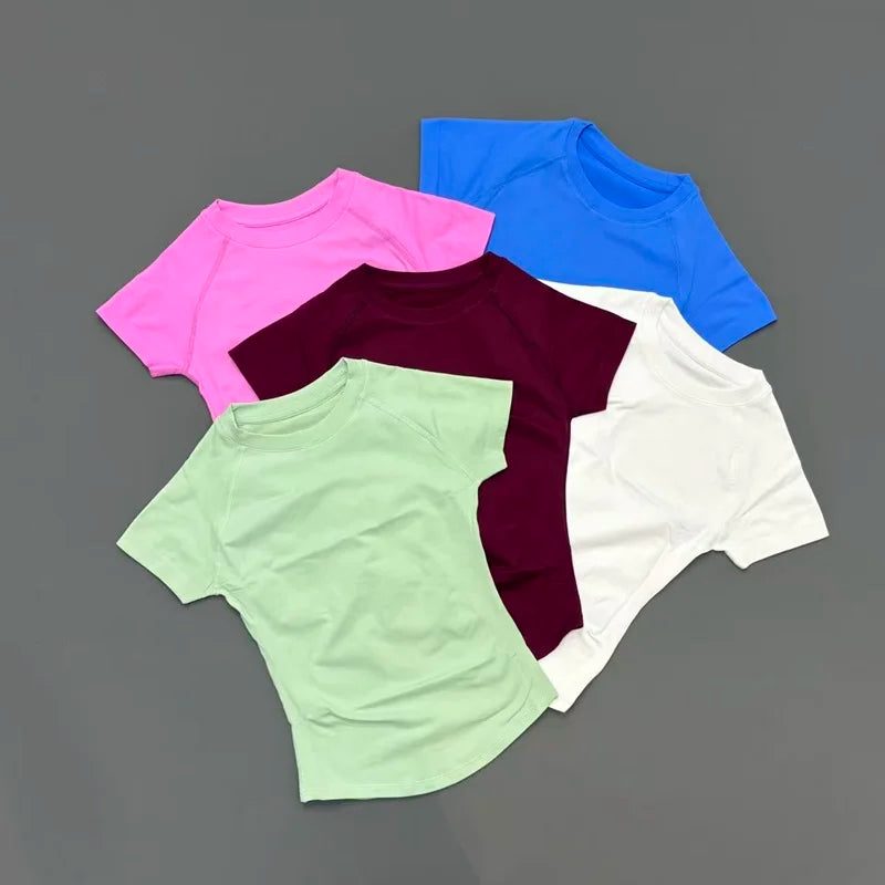 Short Sleeve Seamless Yoga Top Women Quick Dry Breathable Slim Fit