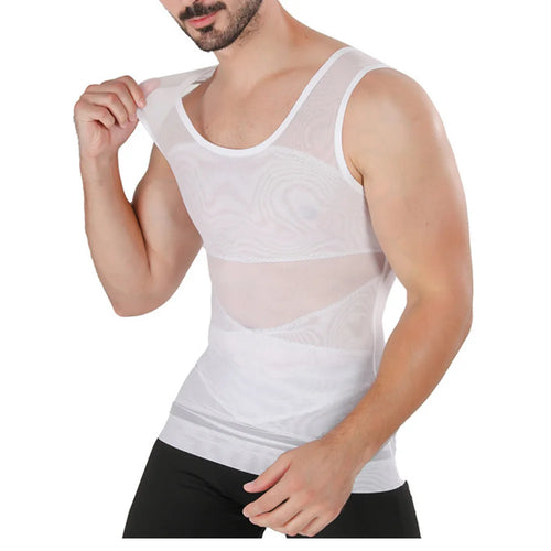 Men's Chest Compression Shirt to Hide Gynecomastia Moobs Slim Chest