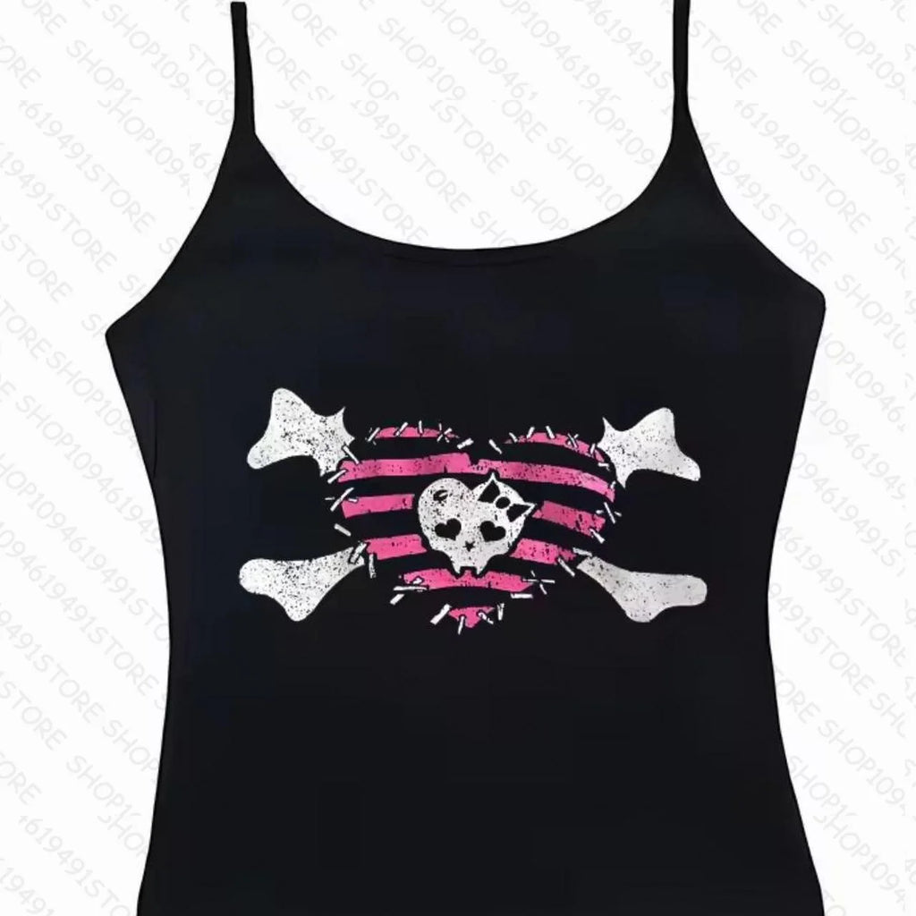 Y2k Aesthetic Graphics Print Clothes Vintage Punk Gothic Camisole Top