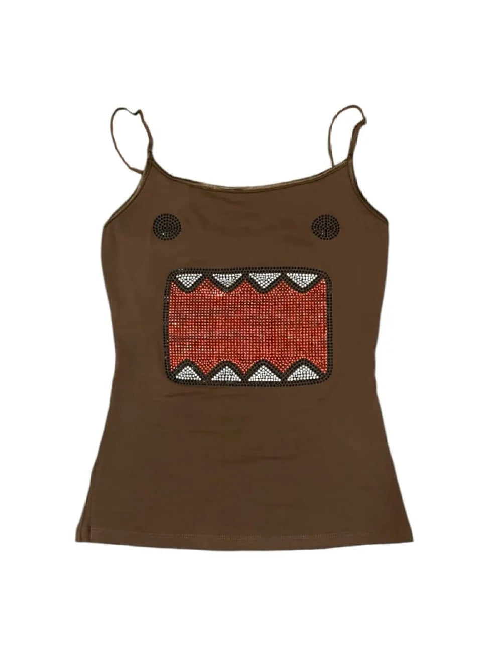 Harajuku Style Retro Rhinestone Cartoon Tank Top Womens Summer Casual