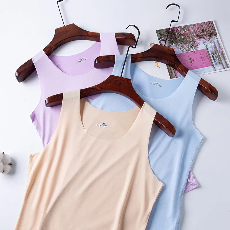 1pcs Ice Silk Tank Tops Seamless Mens Vest Sleeveless Sport Bodysuit
