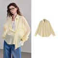 TOYOUTH Women Shirt 2026 Spring New Lyocell Acetate Vacation Commuter