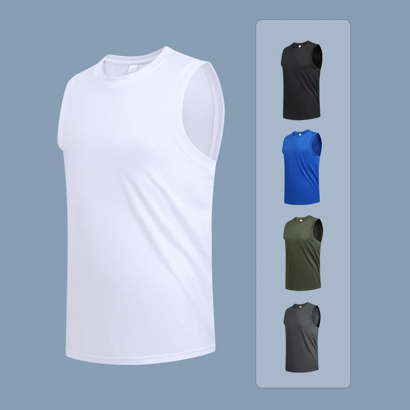Men's New Large Size Breathable Ice Silk Quick Dry Sleeveless Vest